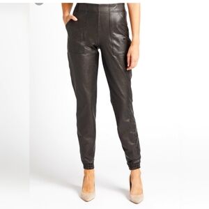 Spanx Faux Leather High Rise Joggers w Pockets Size S/P